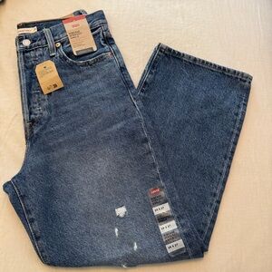 ✨ NWT Levi’s Ribcage Straight Ankle Jeans — Dark Wash Distressed 29/27